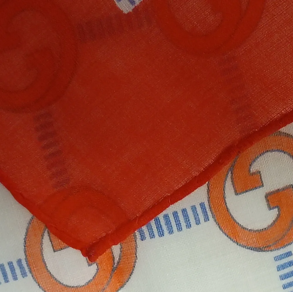 ❤️VINTAGE GUCCI GG LOGO ORANGE / BLUE COTTON POCKET SQUARE / BANDANA SCARF
